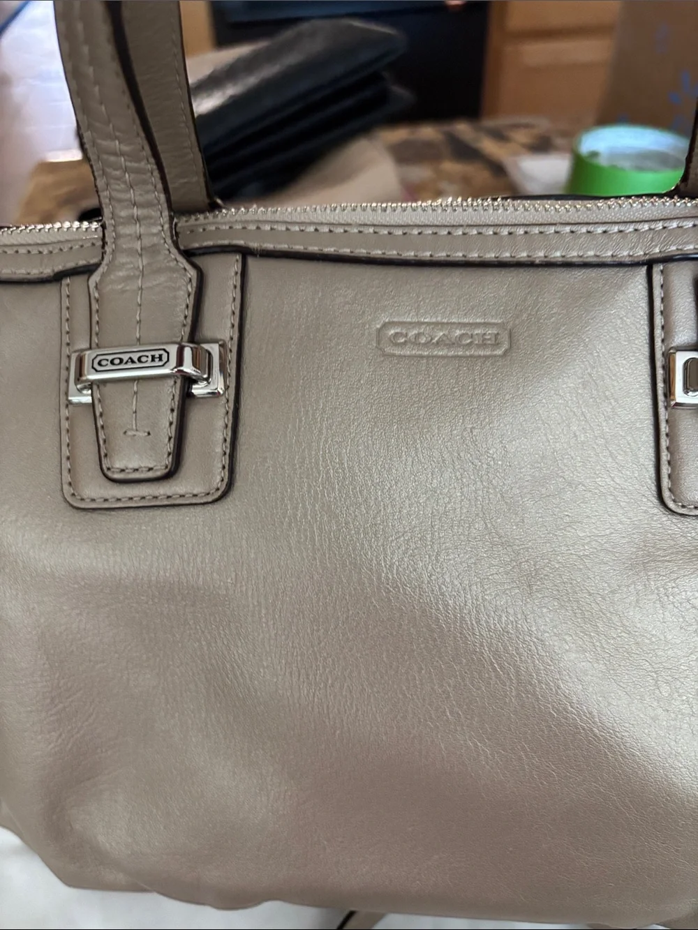 COACH- Taylor metallic Beige leather satchel